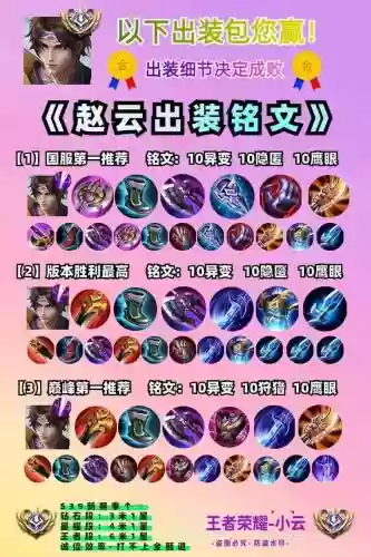 王者荣耀赵云豪华阵容搭配，王者荣耀最强赵云出装和铭文插图
